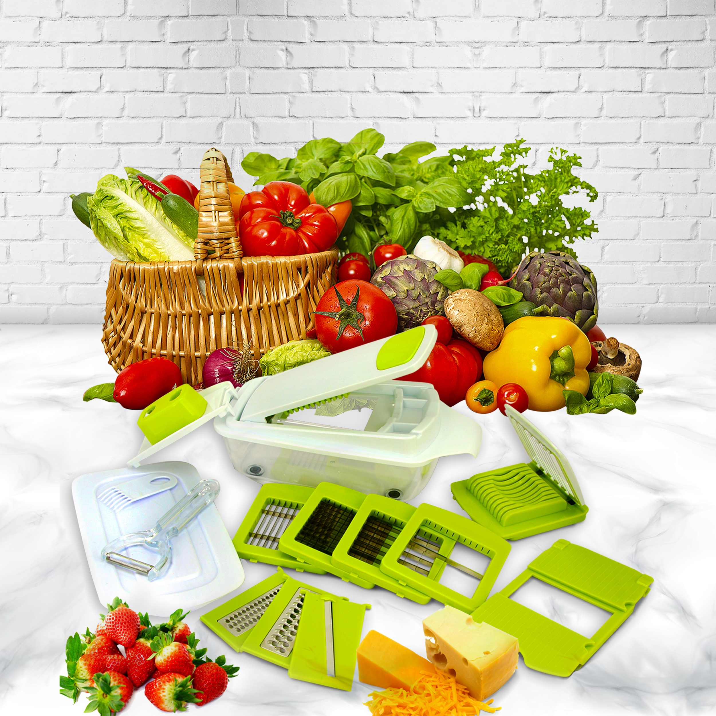 MegaChef 8 in 1 Multi-Use Slicer Dicer and Chopper with Interchangeable  Blades, - 8646184