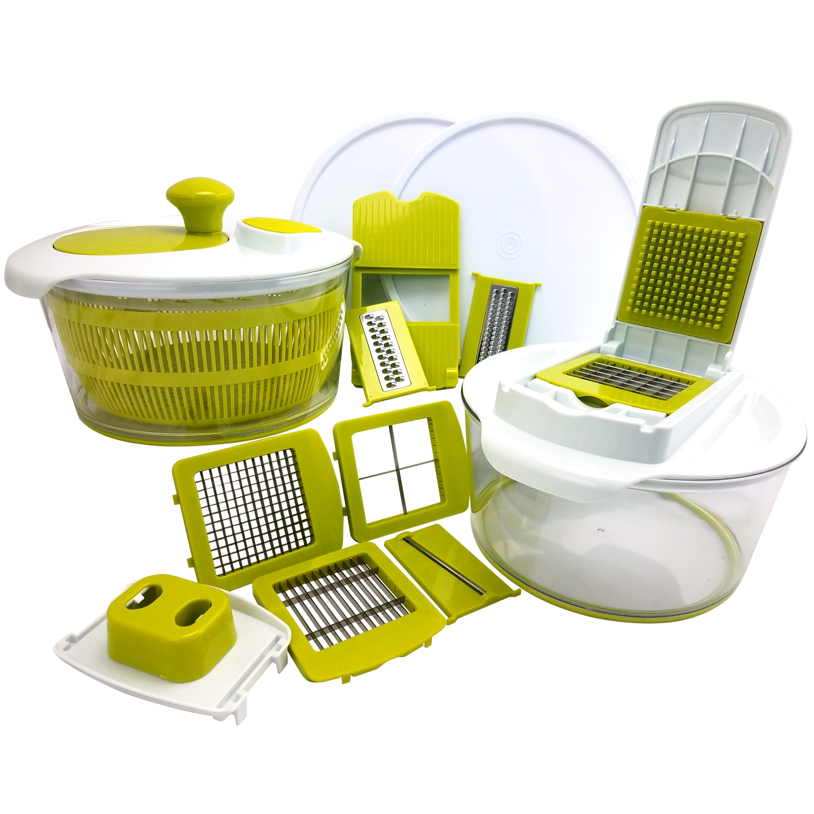 MEGACHEF 10in1 INTERCHANGEABLE SALAD SPINNER/SLICER/DICER/CHOPPER