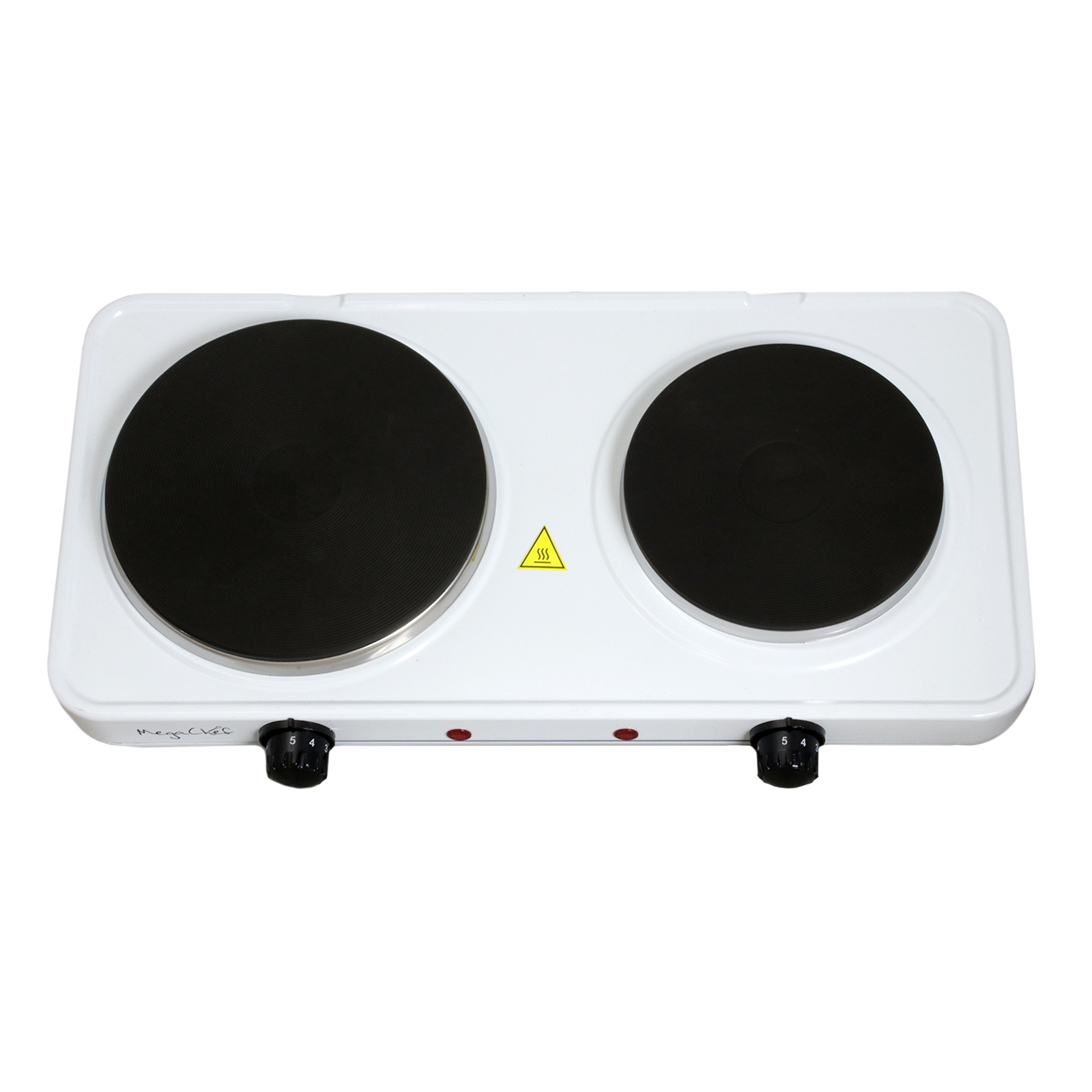 MegaChef Electric Easily Portable Ultra Lightweight Dual Coil Burner Cooktop Buffet Range - White